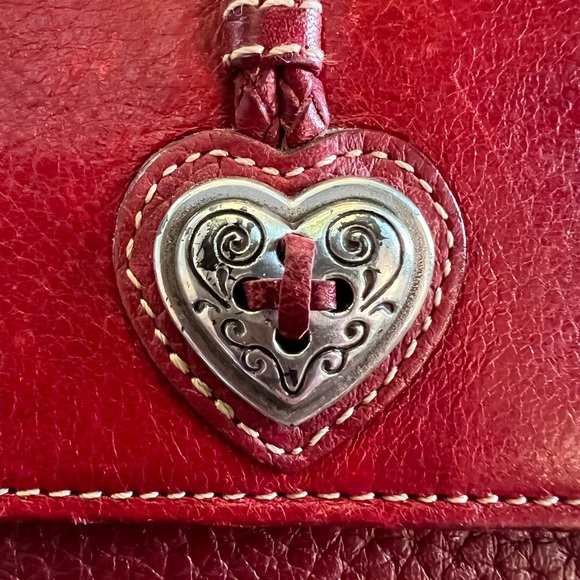 Brighton Love Lock Red Leather Foldover Wallet Crossbody Purse Valentine’s Day - Picture 2 of 13
